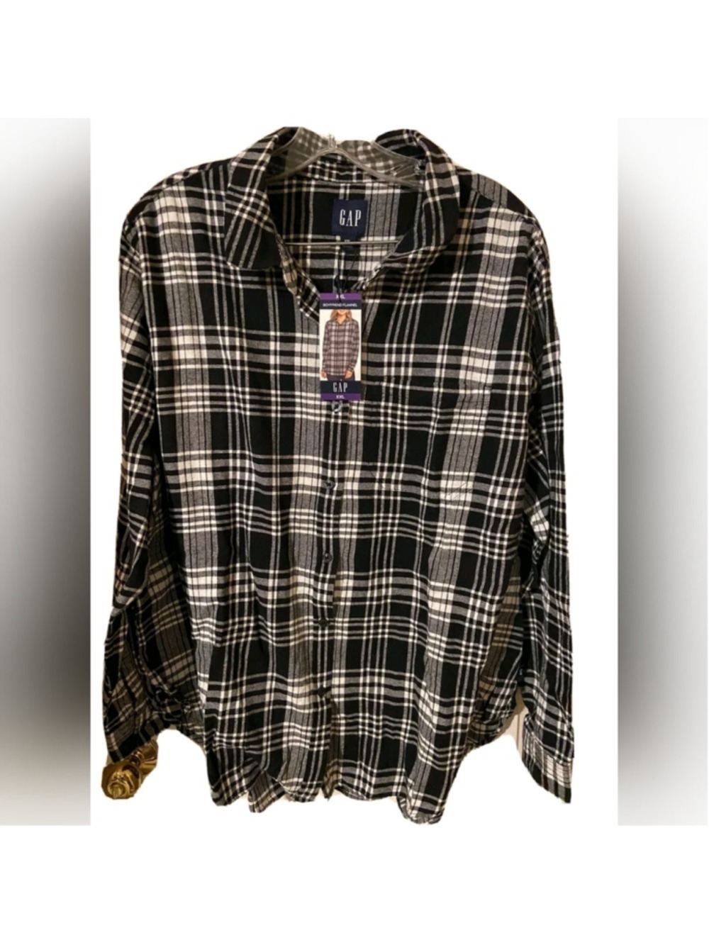 Gap Boyfriend Flannel Womens Knit Button Up Top